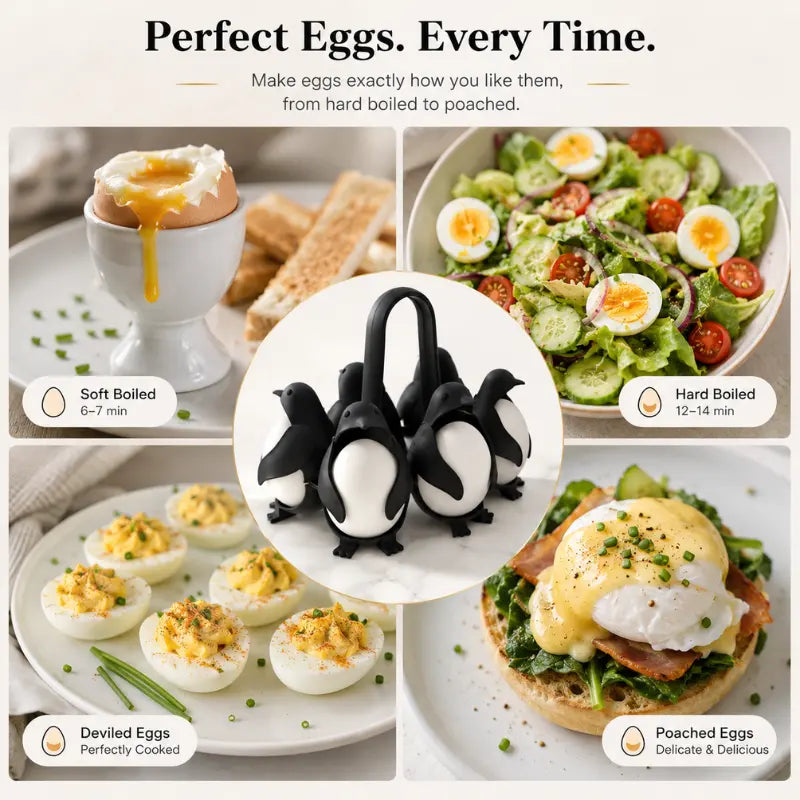 Egguins™ The 6-in-1 Penguin Egg Boiler, Holder & Server