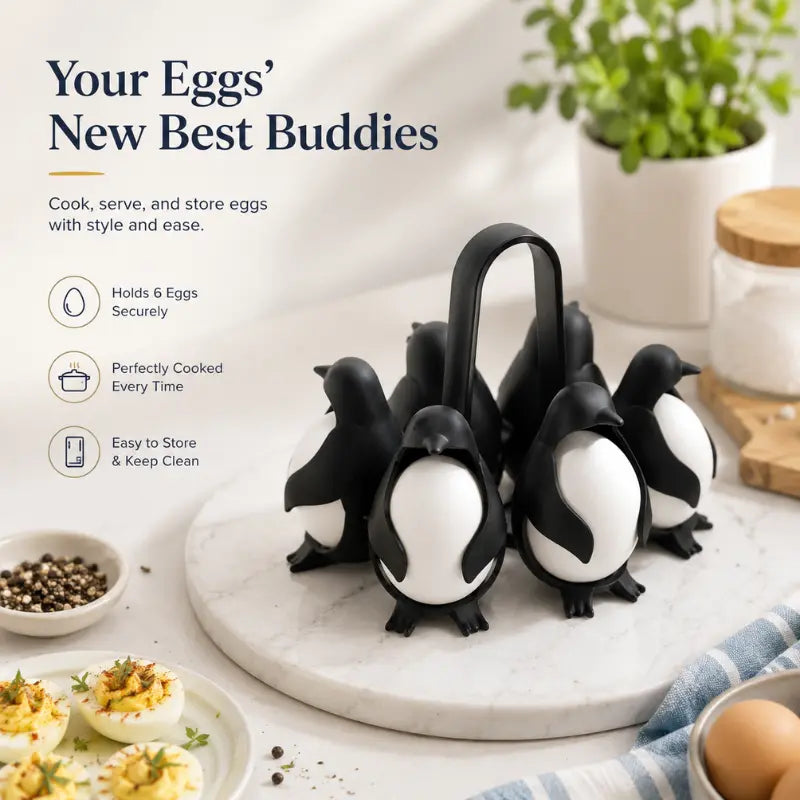 Egguins™ The 6-in-1 Penguin Egg Boiler, Holder & Server