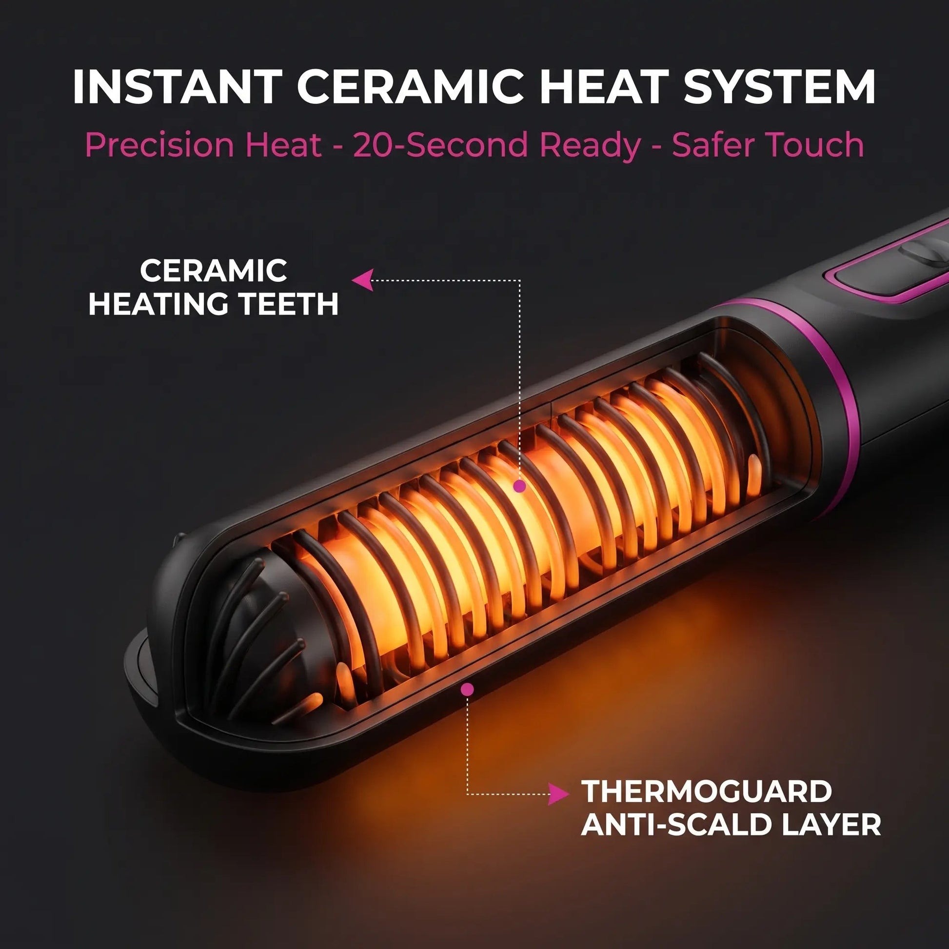 USB-C charging port on a cordless hair styling brush